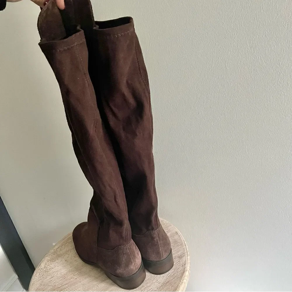 Lucky Brand Calypso Suede Over The Knee Boots in Chocolate Brown NWOB